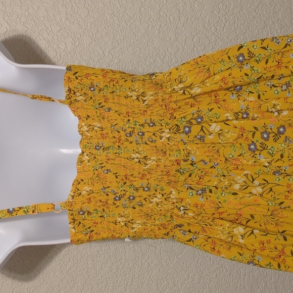 Old Navy yellow floral sleeveless square neck straight leg jumpsuit - Picture 3 of 10